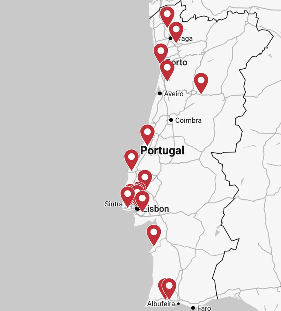 Mapa das localidades das Clinícas Germano de Sousa