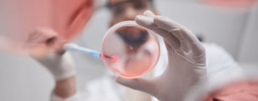 cientista a colocar líquido numa placa de Petri