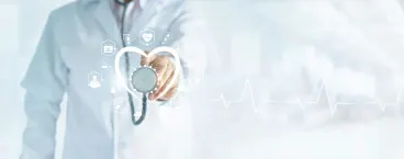 médico a segurar um estetoscópio