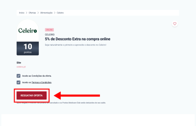 Celeiro, passo 1: Resgatar oferta 