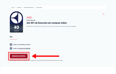 Electrolux, passo 1: Resgatar oferta