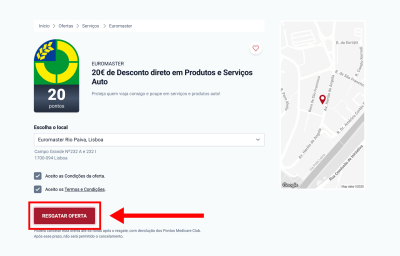 Euromaster, passo 1: Resgatar oferta