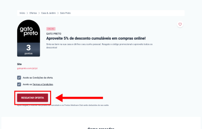 Gato Preto, passo 1: Resgatar oferta