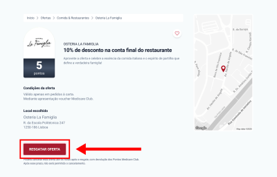 Osteria La Famiglia, passo 1: Resgatar oferta