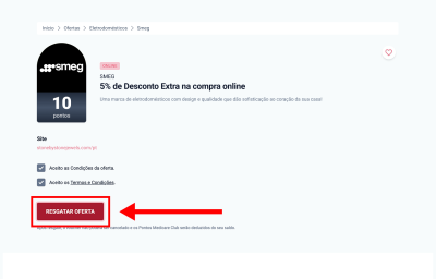 Smeg, passo 1: Resgatar oferta