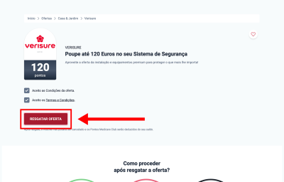 Verisure, passo 1: Resgatar oferta