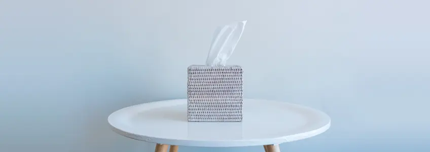 Lenços de papel numa mesa