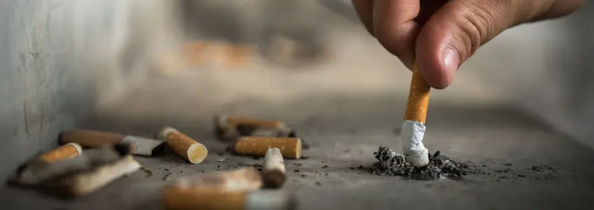 homem a apagar cigarro