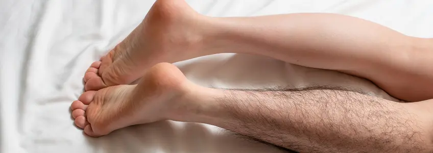 mulher com uma perna sem pelos e a outra com excesso de pelos