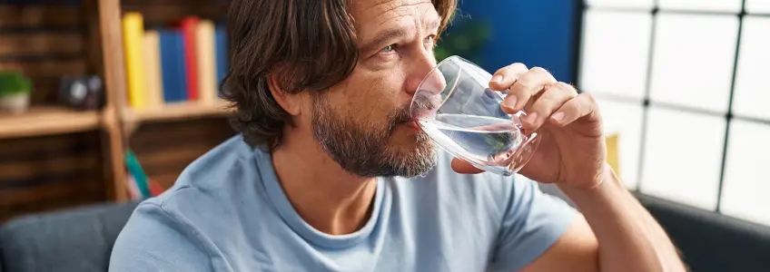 homem a beber água